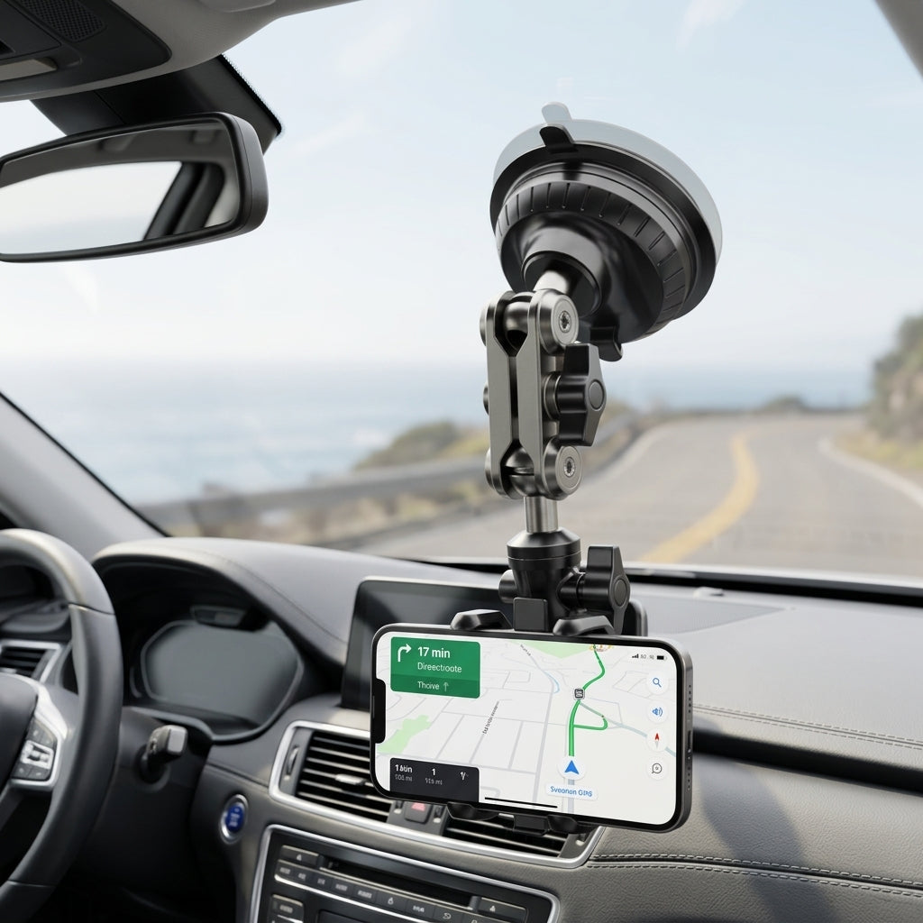 Suport auto premium Nesthink montat in masina cu telefon